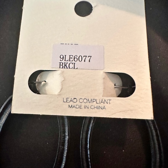 NWT Mia Collection Black & Crystal Hoop Earrings - Picture 5 of 5